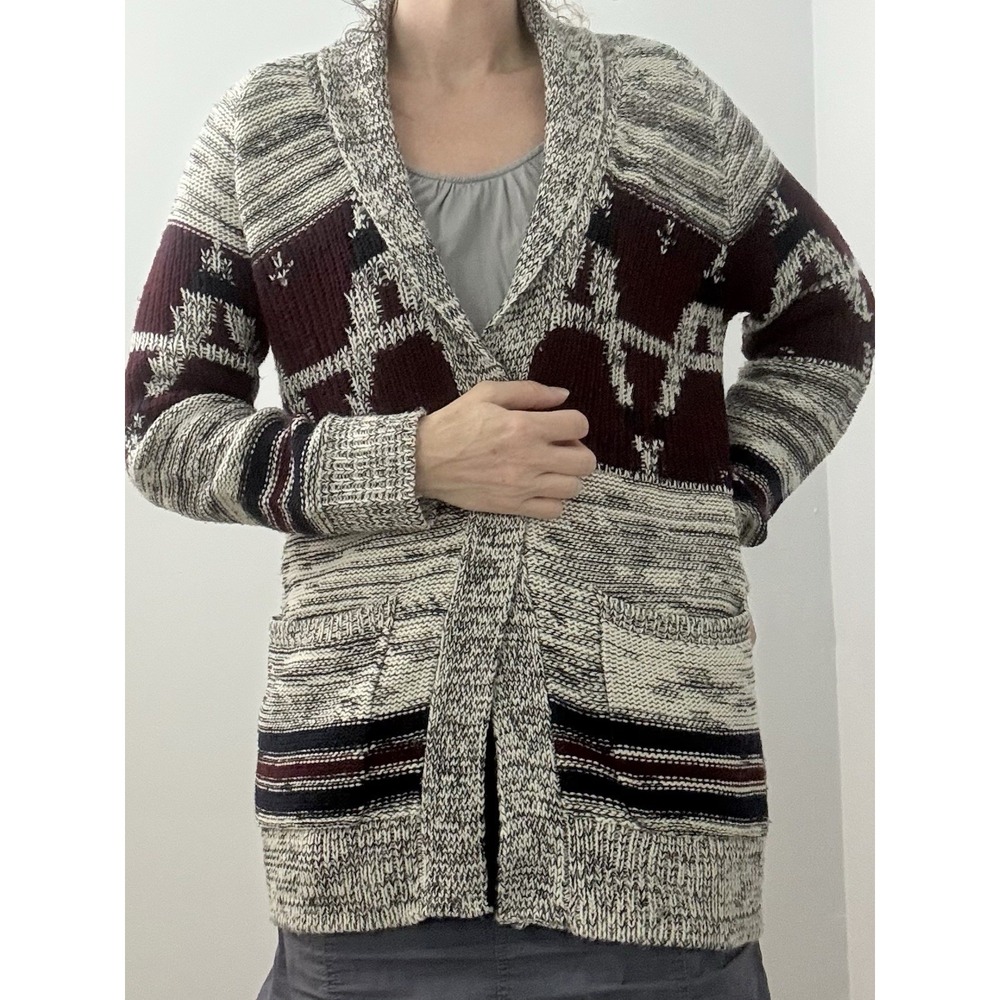 Forever 21 Womens CARDIGAN SWEATER Large Southwestern Boho Cabincore Shawl Aztec